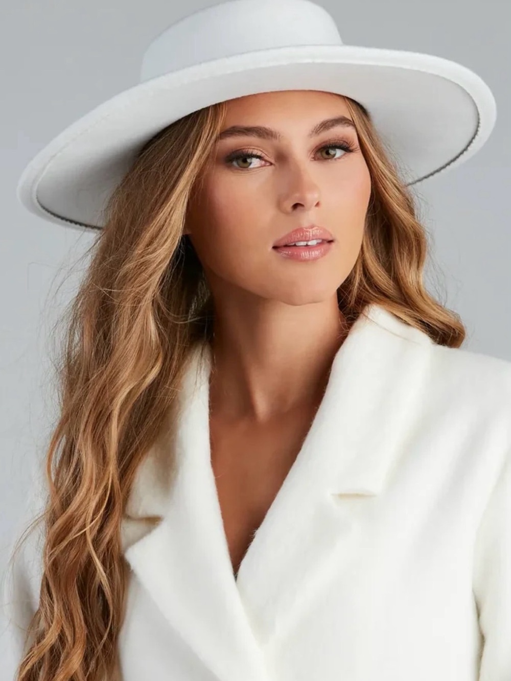 Women’s Windsor Country Roots Faux Wool Rhinestone Brim Panama Hat White BNWT